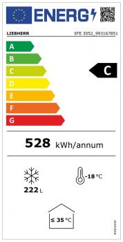 energielabel Liebherr efe 3052 Gefriertruhe mit Glasschiebedeckel