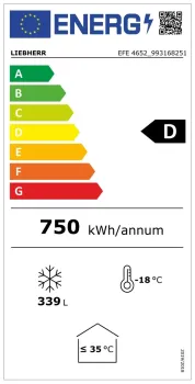 energielabel Liebherr efe 4652 Gefriertruhe mit Glasschiebedeckel