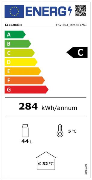 energielabel liebherr fkv 503 unterbaufähiger premium getraenkekuehlschrank mit Umluftkühlung